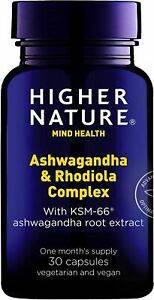 HIGHER NATURE Ashwagandha & Rhodiola Cpmlex 30caps Caps 0